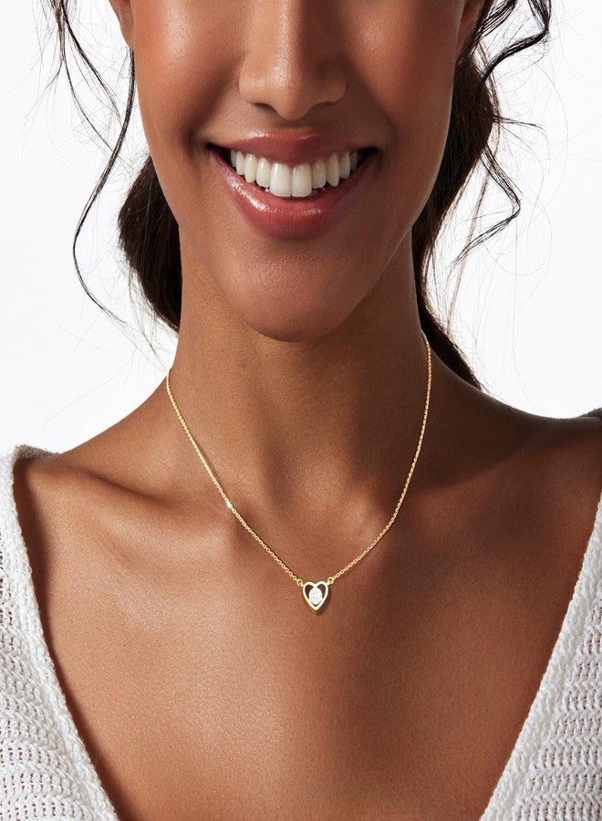 Zeffy Gold CZ Heart Necklace Tiny Cute Diamond Heart Choker Simple Dainty Gold Jewelry for Women Trendy Gifts - Image 5